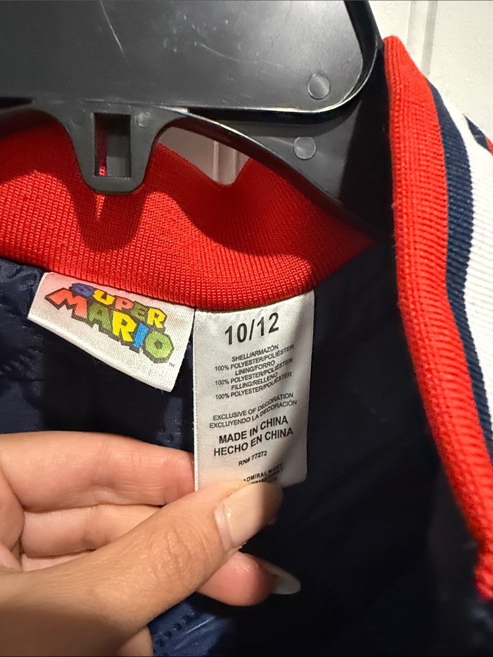 Super Mario Navy Varsity Bomber Jacket with Character Back Patch - Picture 3 of 3